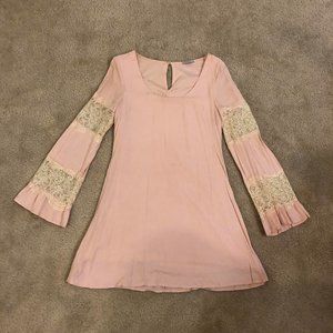 TOBI Pink Boho Lace Flowy Dress | Size Small